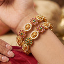 Lakshmi  With Floral Design Multicolour Ad stone bangles
