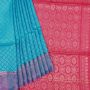 Ananda blue with pink pallu soft silk saree