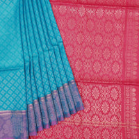 Ananda blue with pink pallu soft silk saree