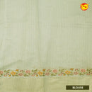 Sage Green Embroidery Semi Raw Silk Saree