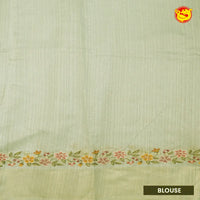 Sage Green Embroidery Semi Raw Silk Saree