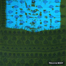 Aqua Blue - Forest Green Sungudi Cotton Saree without Blouse