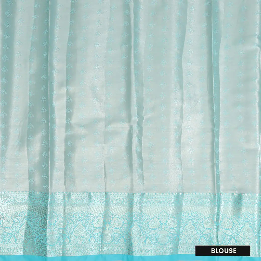 Lavender With Turquoise Blue Tissue Meena Silk Saree