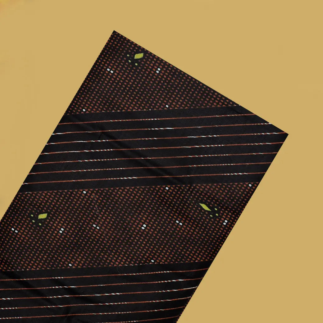 Black with Brown flower design Cotton Printed Lungi