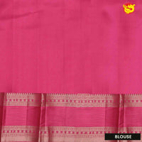 Peacock green with pink long border soft silk saree