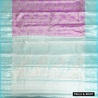 Lavender With Turquoise Blue Tissue Meena Silk Saree