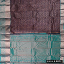 Dark Navy Blue  With Green Wedding Silk Saree