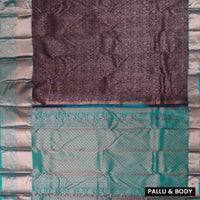 Dark Navy Blue  With Green Wedding Silk Saree