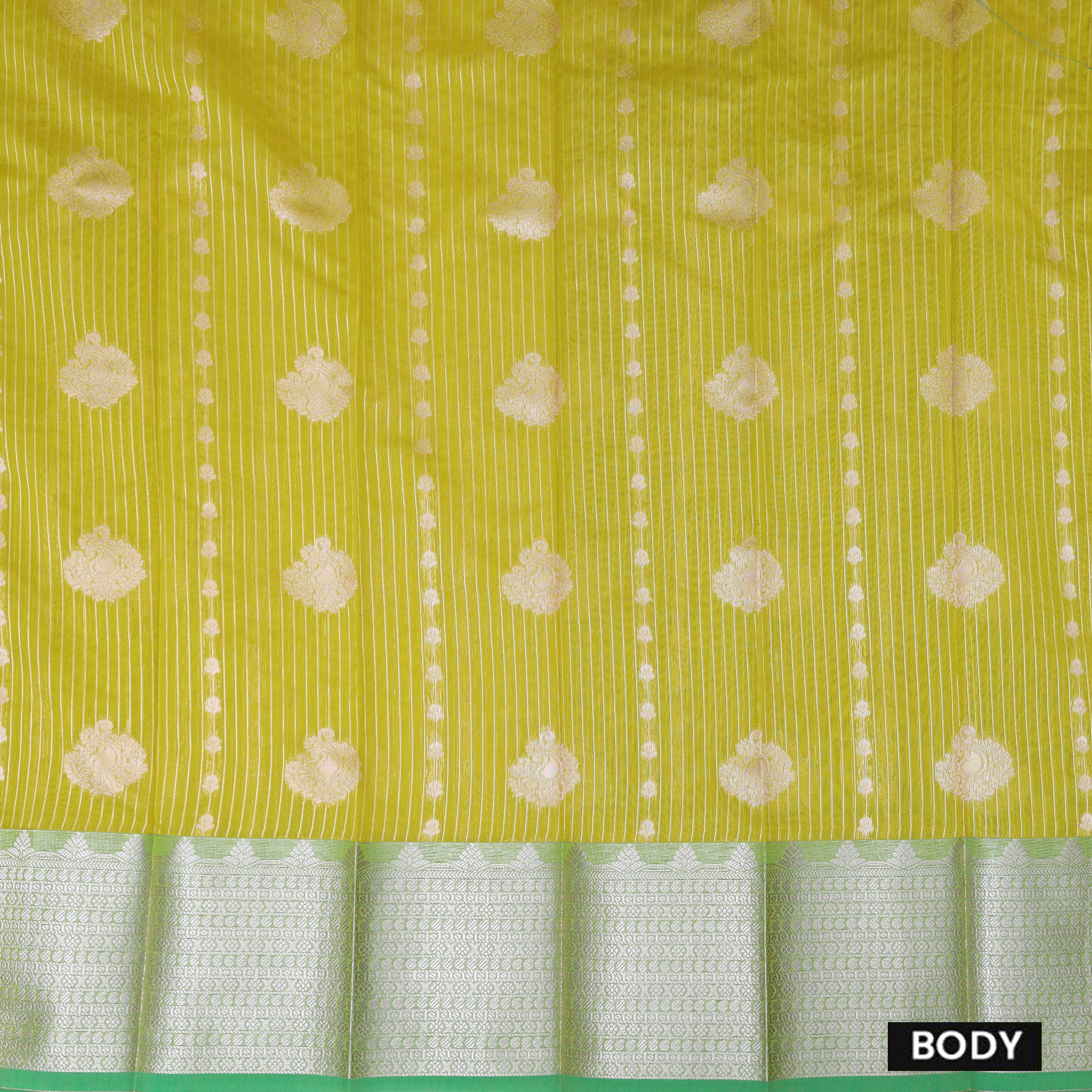 Lime Green With  Green Silk Cotton Saree