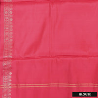 Ananda blue with pink pallu soft silk saree