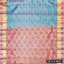 Sky Blue With Pink pure Kanchipuram silk saree