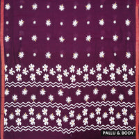 Dark Purple Linen Cotton Saree with Contrast Blouse