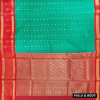 Green With Red Semi Silk Cotton Saree