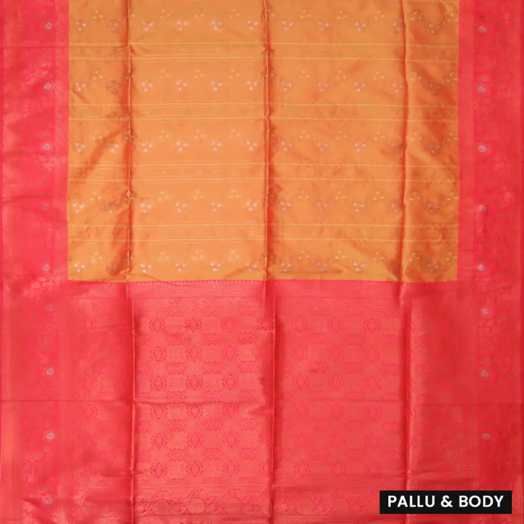orange and red  Soft Silk Saree