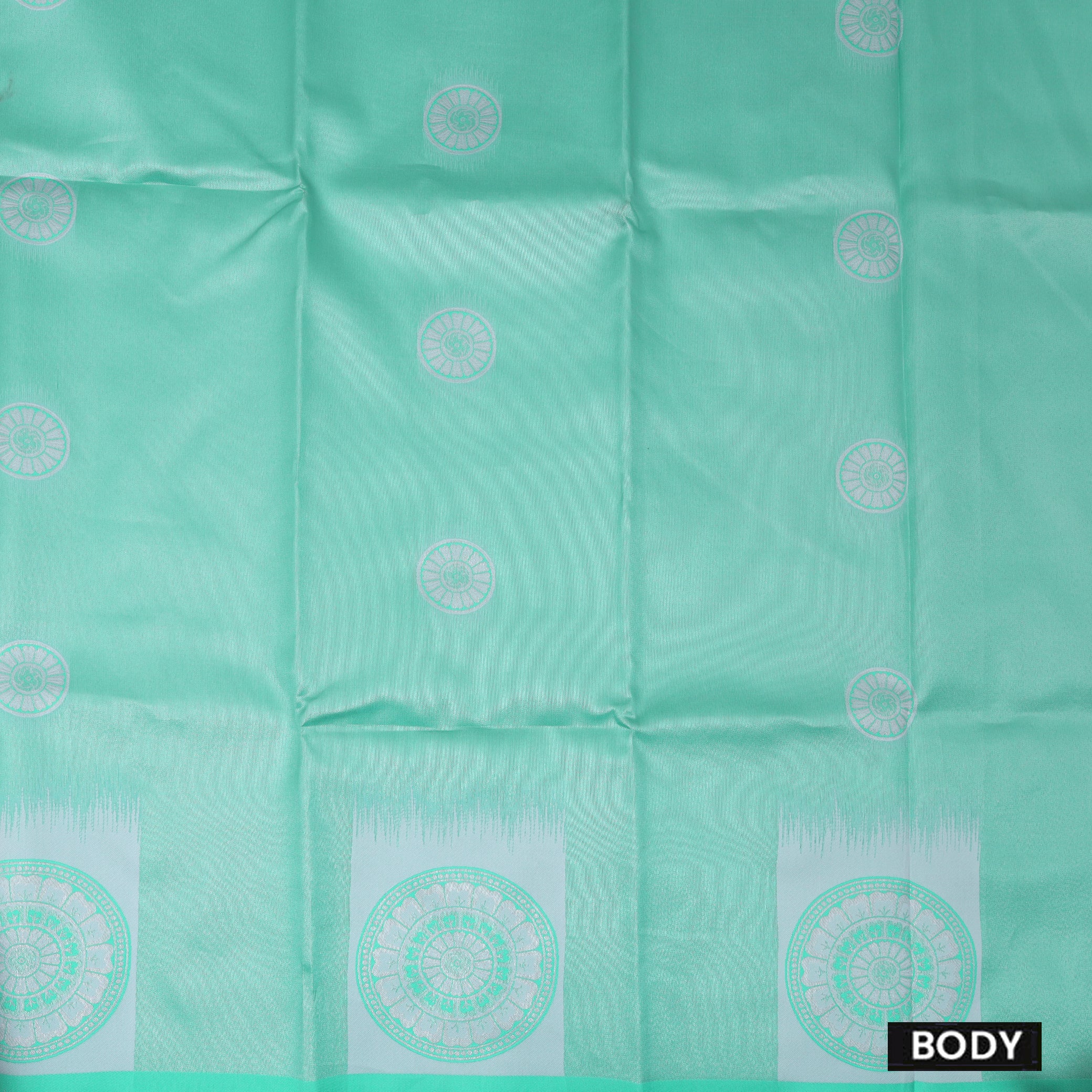 Green with Grey Litchi Silk Saree