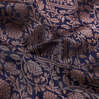 Dark Navy Blue  With Green Wedding Silk Saree