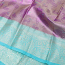 Lavender With Turquoise Blue Tissue Meena Silk Saree