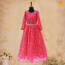 Pink Heart Floral Motifs Girls Branded Readymade Frock - Thenianantham