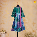 Green Colourful Floral Girls Branded Readymade Long Midi Set - Thenianantham