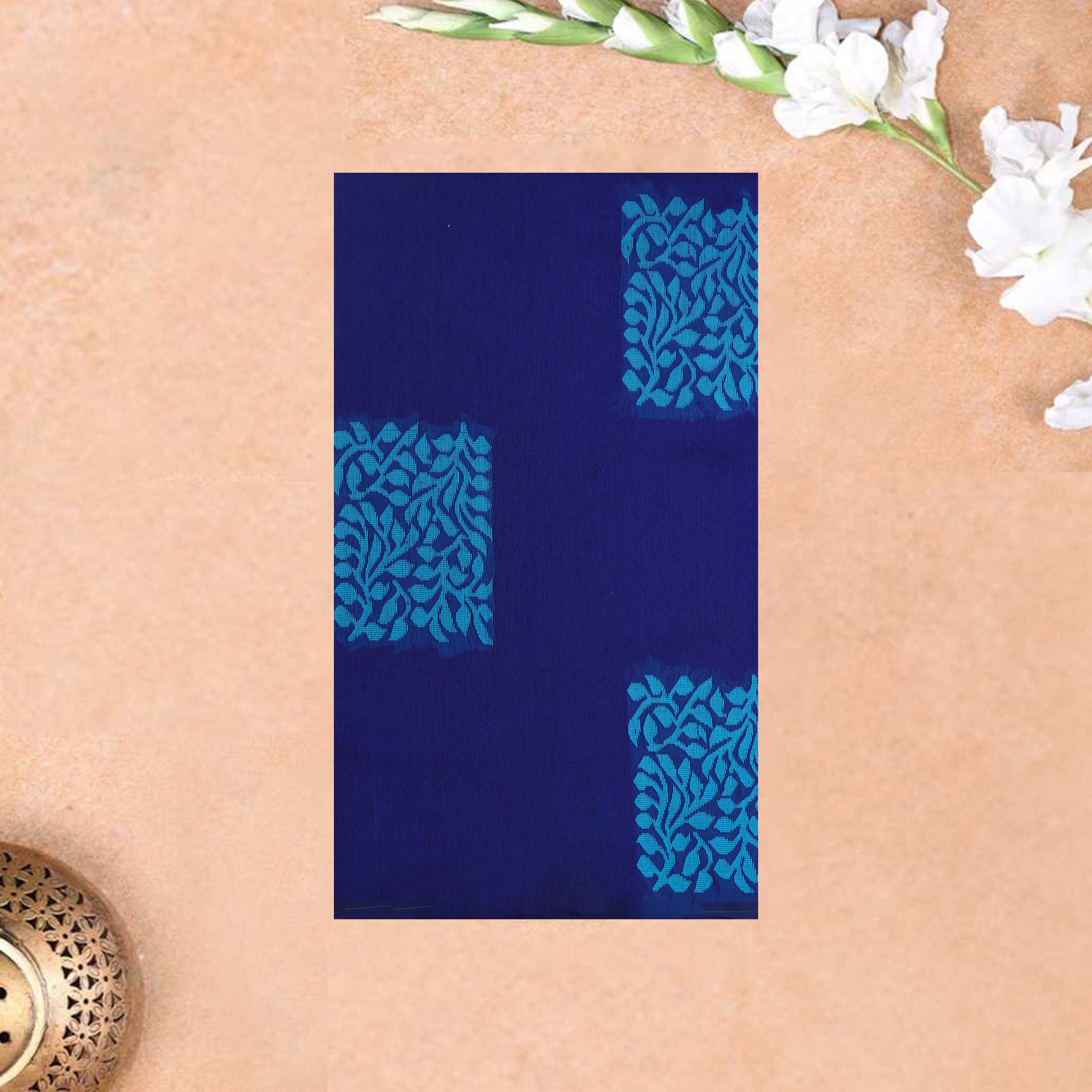 Dark Indigo Blue With Green Zari  Silk Cotton Saree