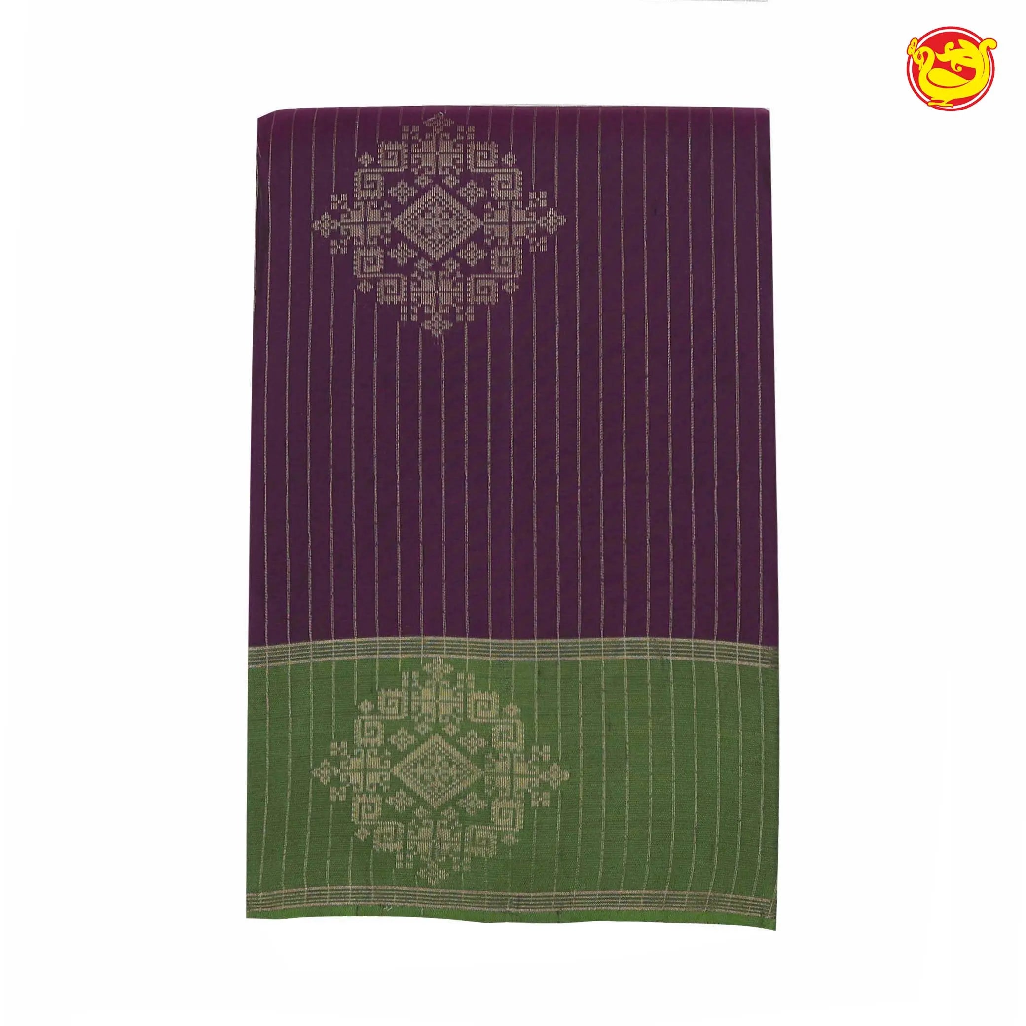 Dark purple with green soft silk saree