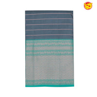 Grey with sea green border and pallu pure soft silk saree