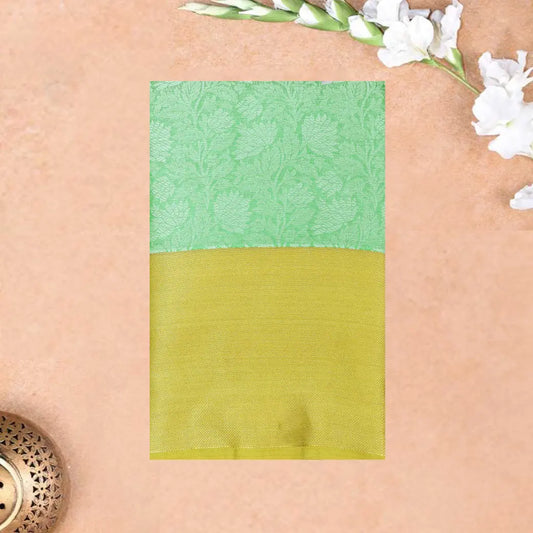 Light Green with  Golden-Yellow in Leaf Pattern Design Tanchui Silk Saree