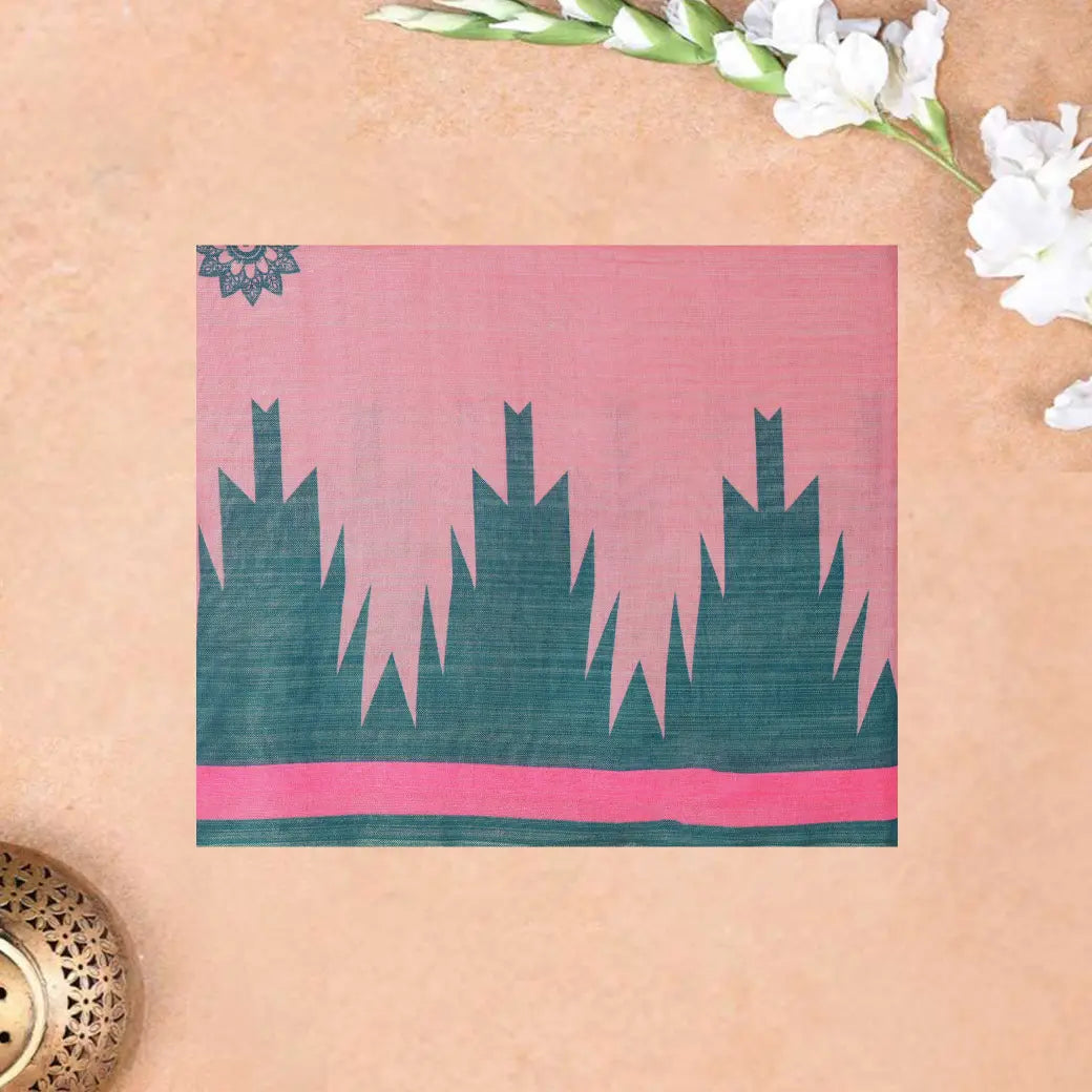 Light Pink with  Green Tissue Silk Saree