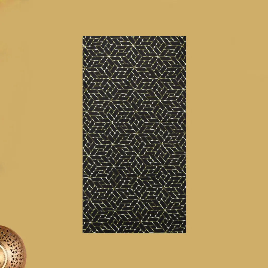 Black with Olive Green flower design Cotton Printed Lungi