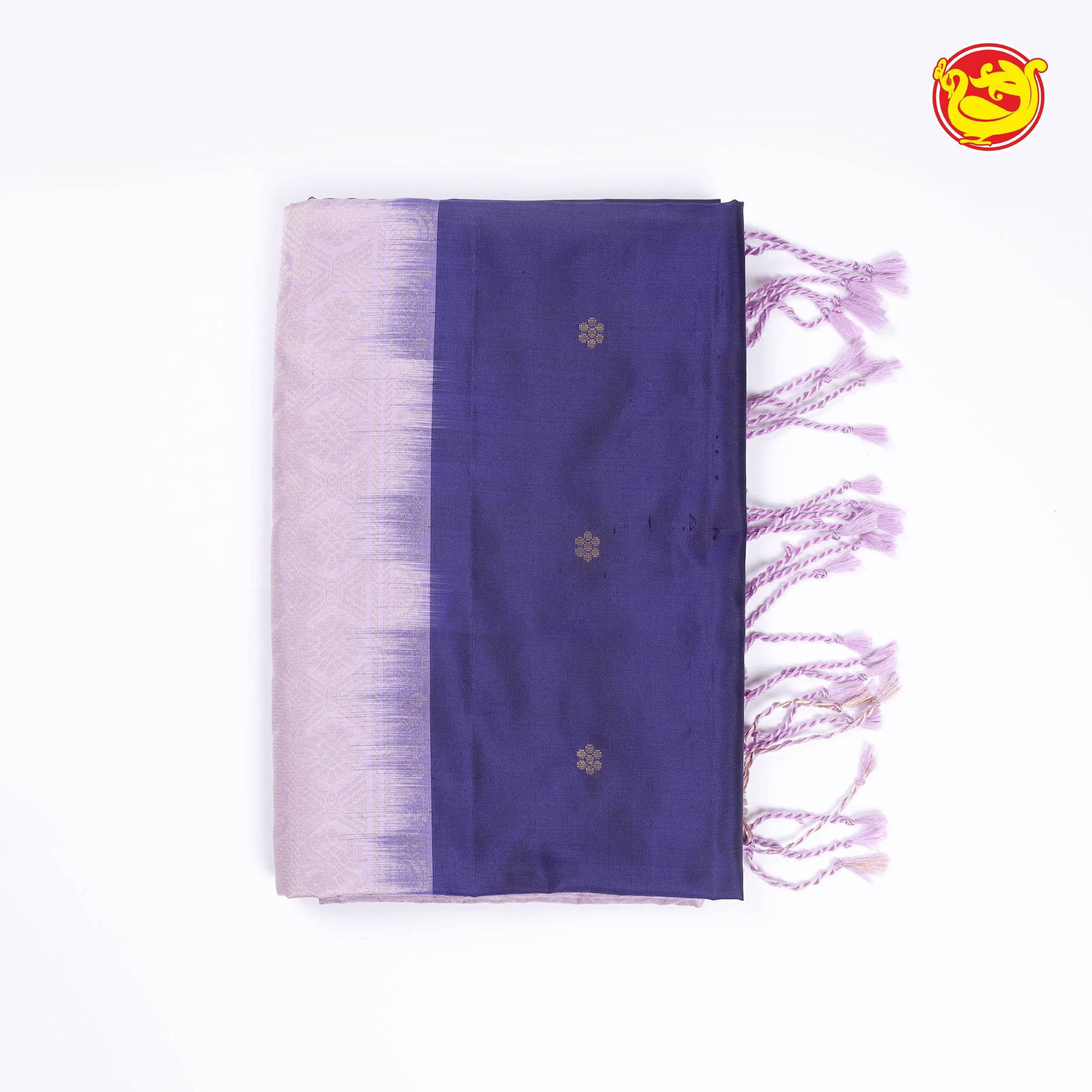 Dark purple soft silk saree  with Light lavender pallu