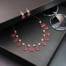 Ruby like stone necklace with matching earrings