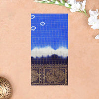 Dark blue With navy border Sungudi Cotton Saree without Blouse