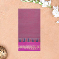 Light Rani Pink With Green Pure Chettinad Cotton Saree without Blouse