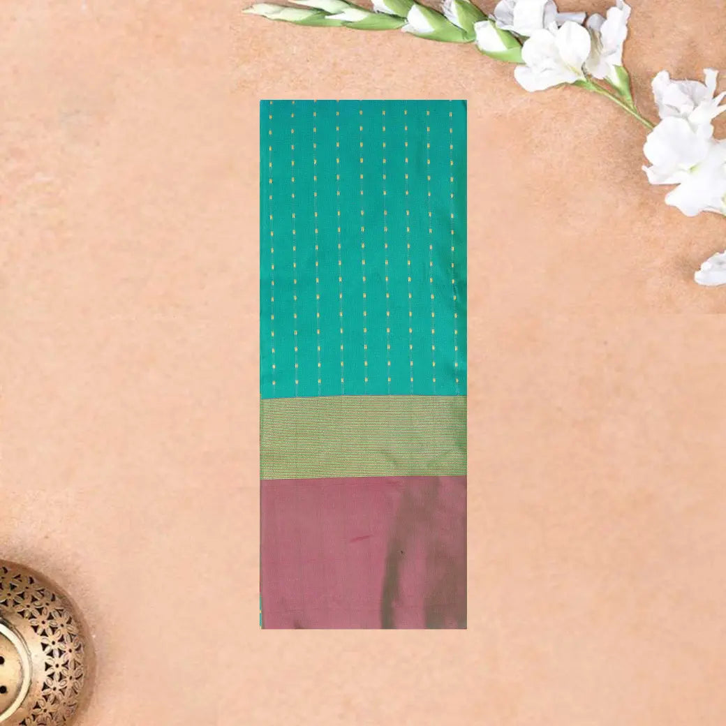 Persian Green  With Purple-Magenta Arani Silk Saree
