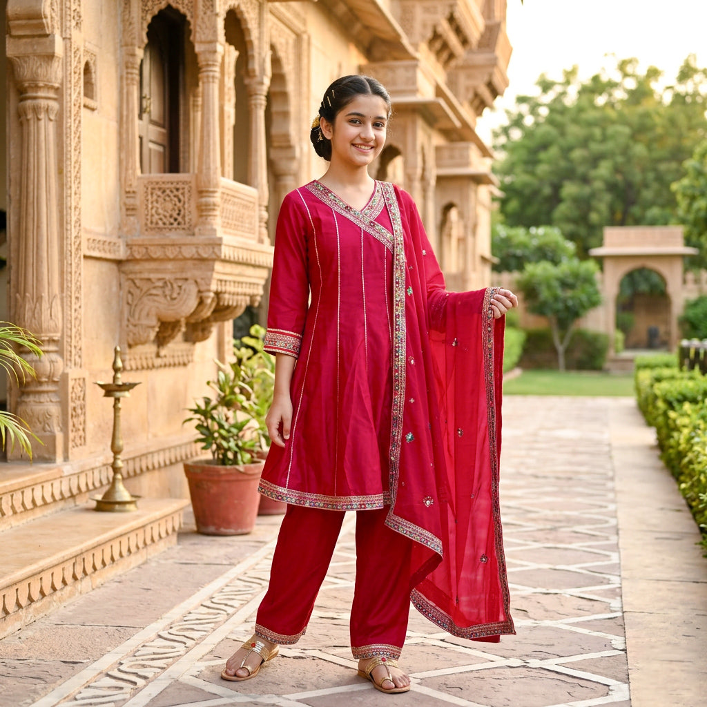 Rani Pink  Color Girls Branded Readymade Sharara set