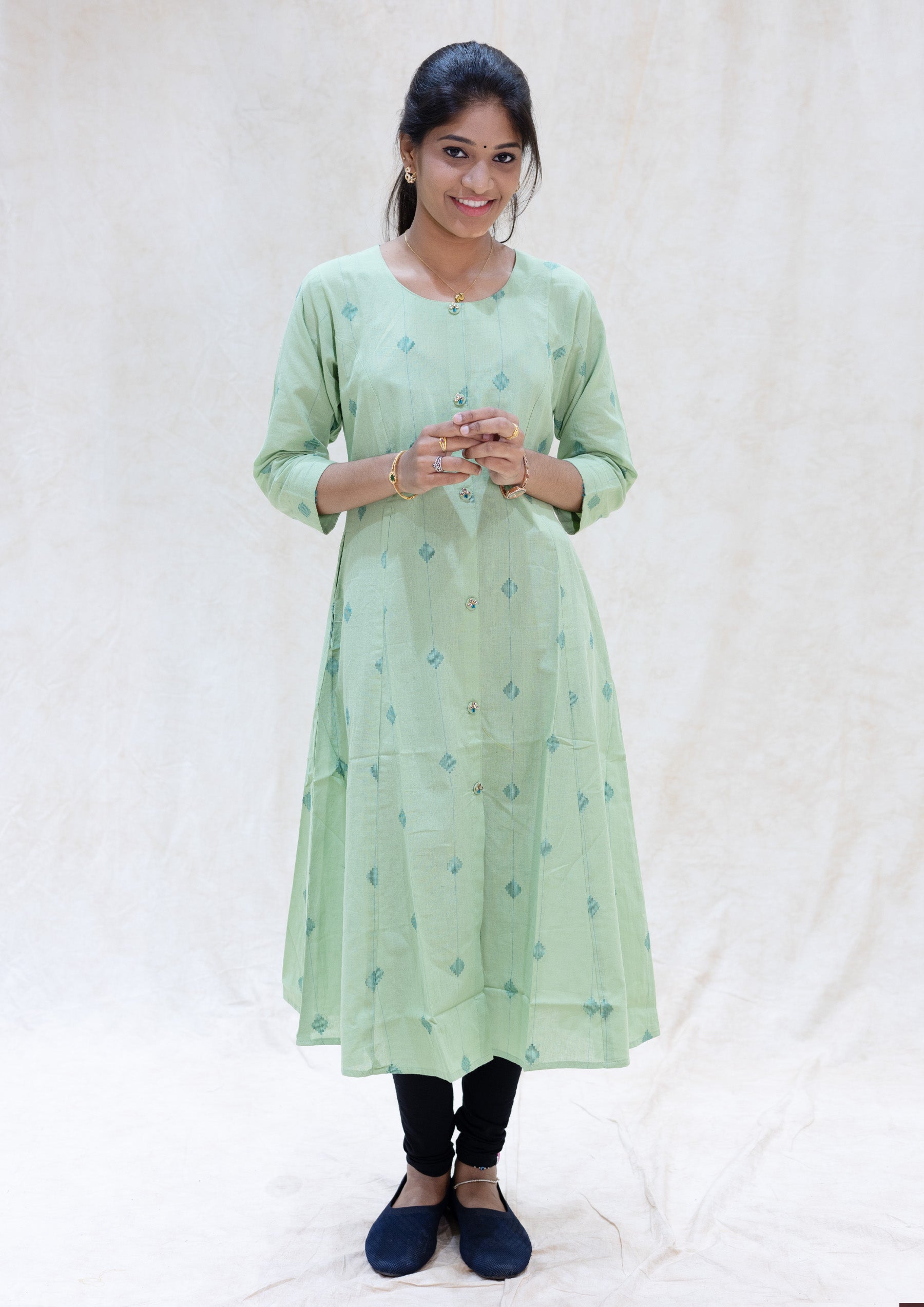 Thenmozhi- Light green  Ladies Branded Umbrella Top Readymade