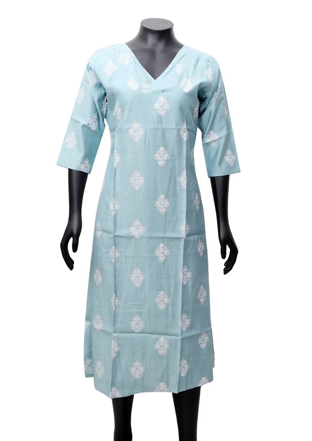 Baby Blue Printed Ladies Branded Readymade Long Top