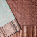 Turquoise Green With Dark Brown Wedding Silk Saree
