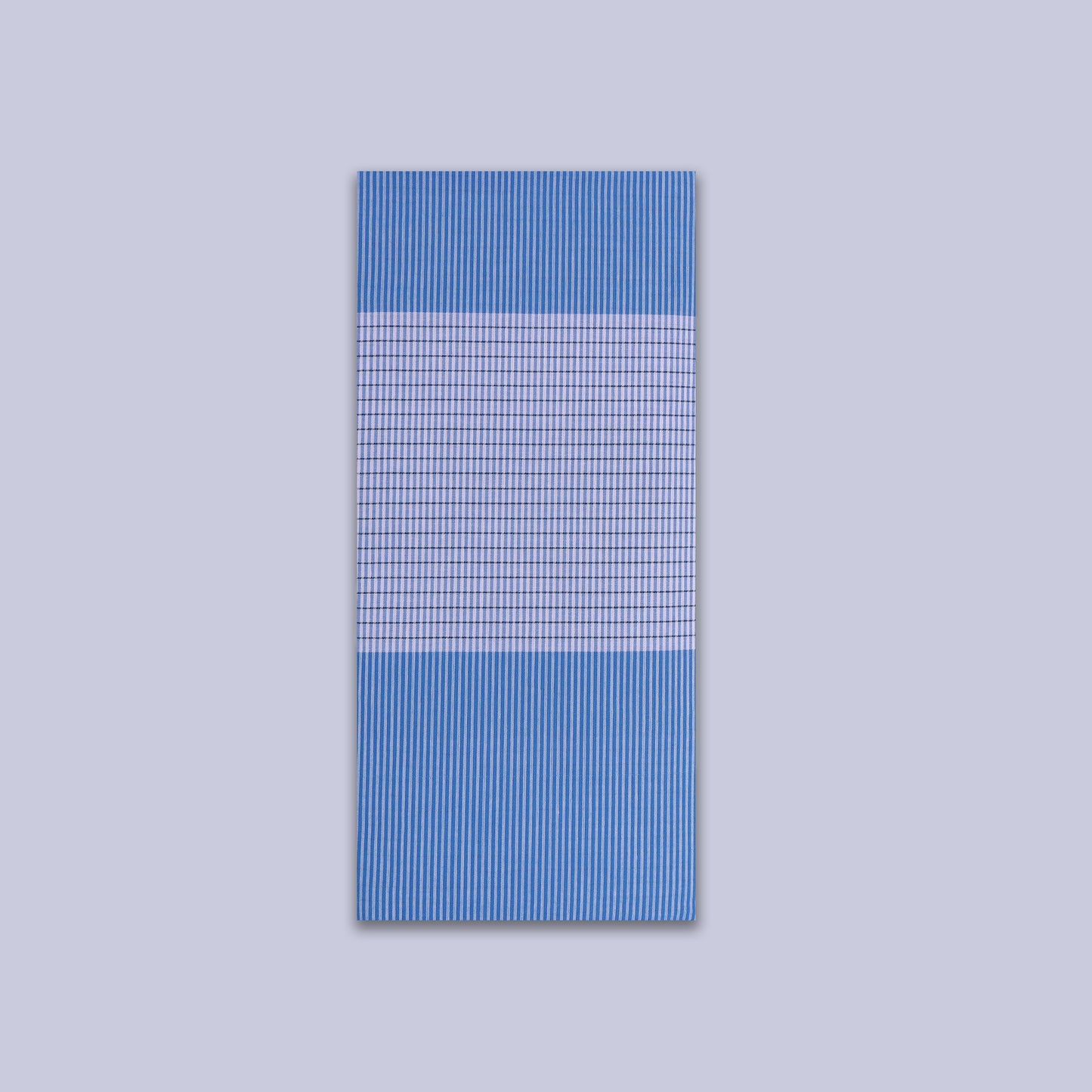 Men’s Light Blue With Royal Blue Stripe  Cotton Stitched Lungi