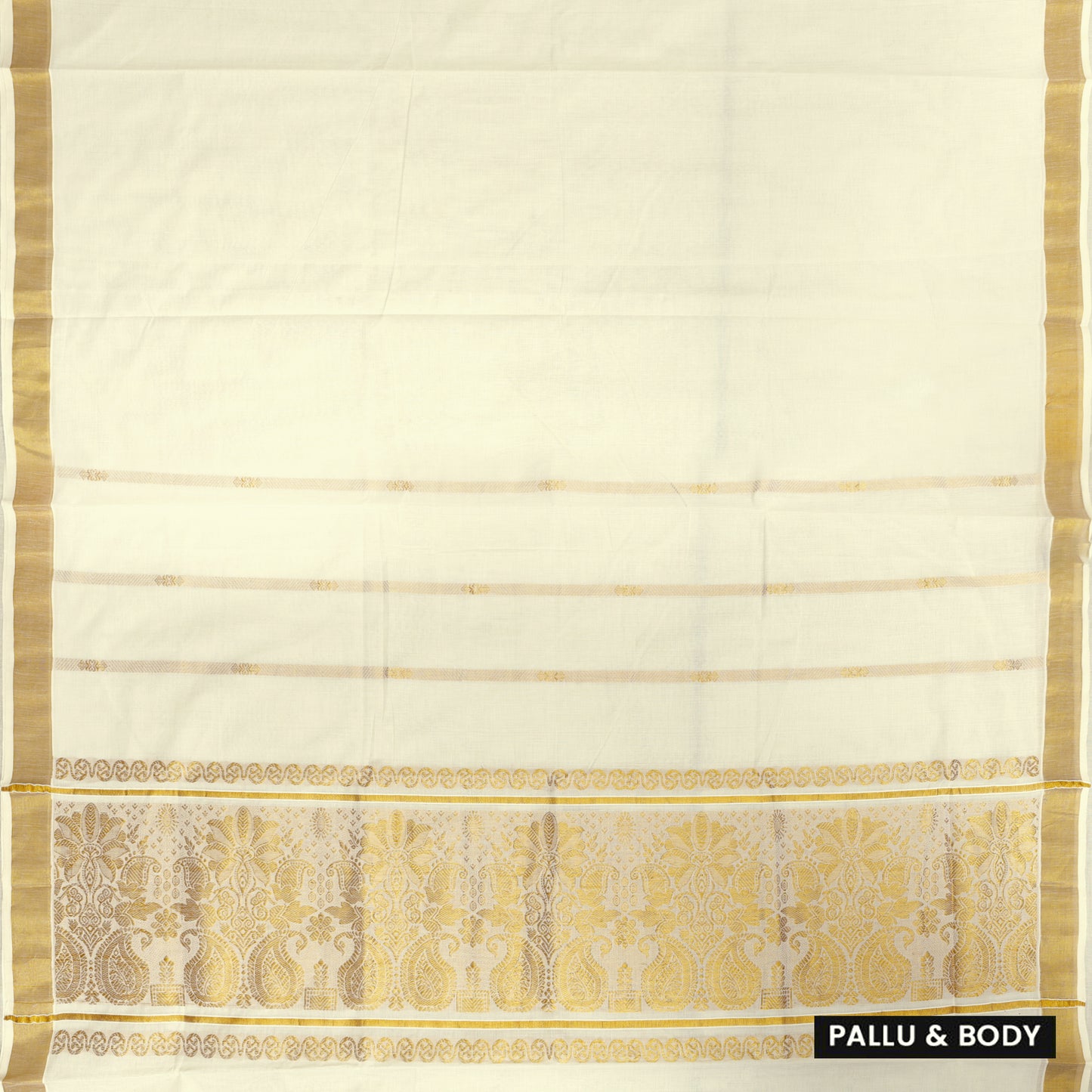 Off White With Metallic Gold Zeri  Checked traditional kerala onam saree