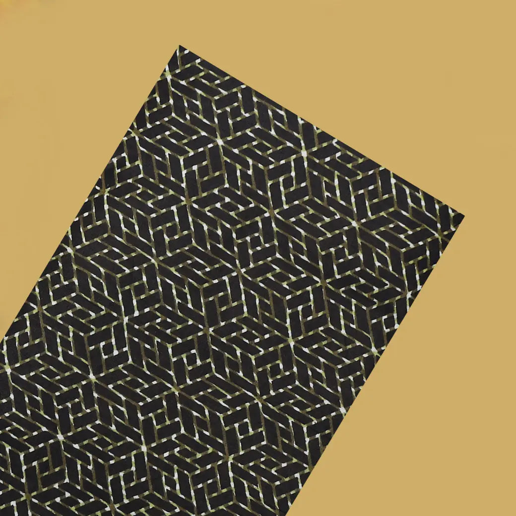 Black with Olive Green flower design Cotton Printed Lungi