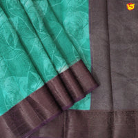 Unique Peacock Green With Raisin Purple Chanderi Silk Saree with Floral Design and Copper Zari Border - Thenianantham