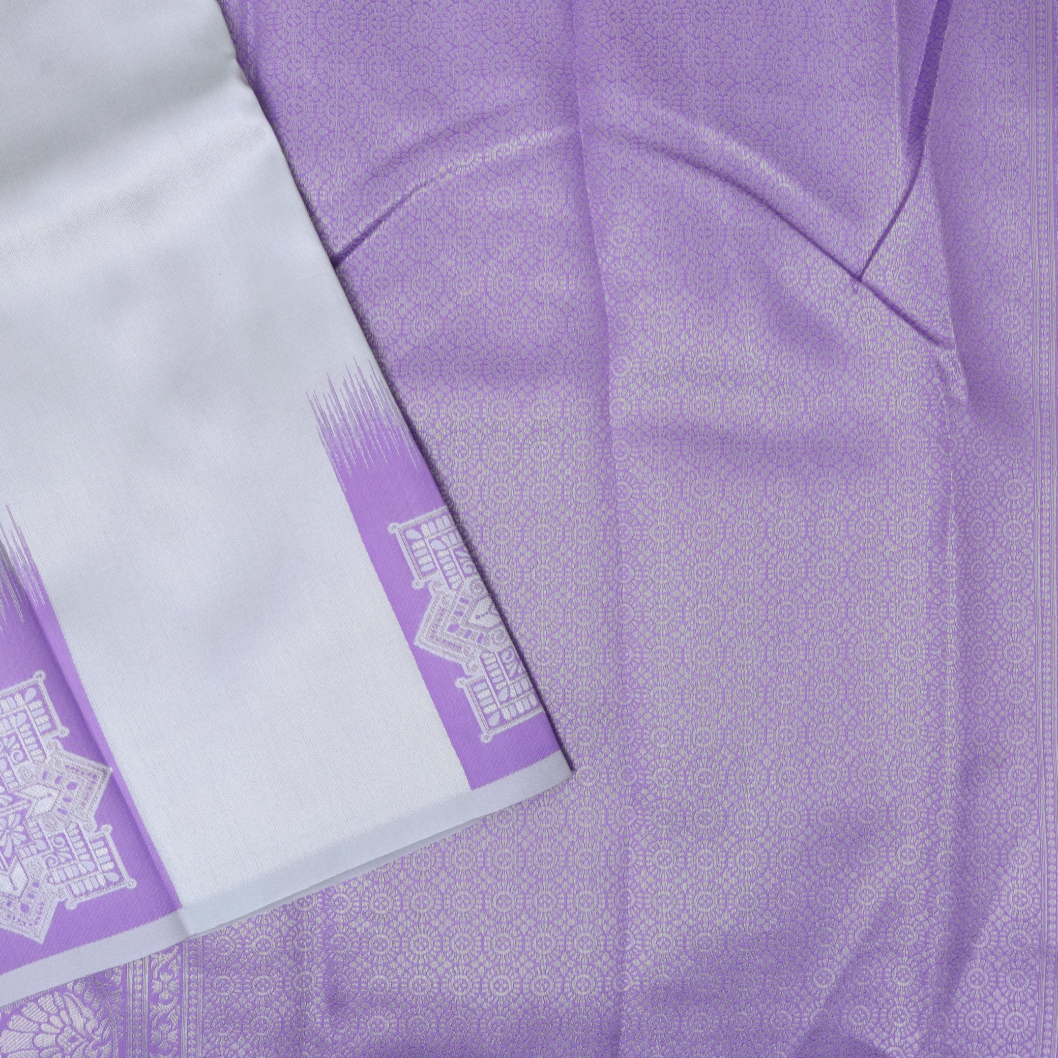 Grey with Lavender Litchi Silk Saree