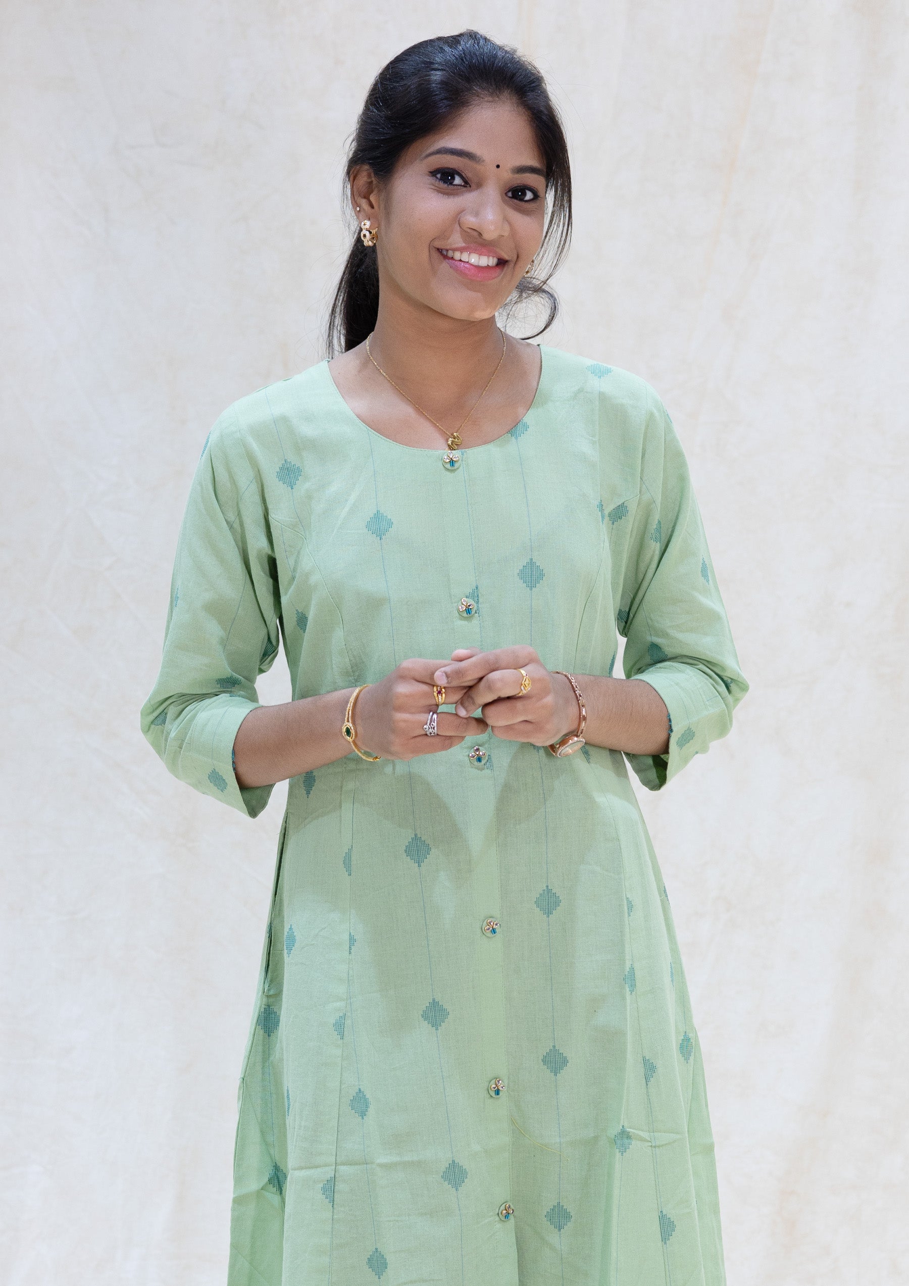 Thenmozhi- Light green  Ladies Branded Umbrella Top Readymade