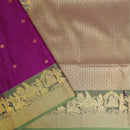 Magenta  With Green Copper Zari Border Soft Silk Saree