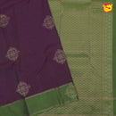 Dark purple with green soft silk saree