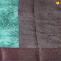 Unique Peacock Green With Raisin Purple Chanderi Silk Saree with Floral Design and Copper Zari Border - Thenianantham