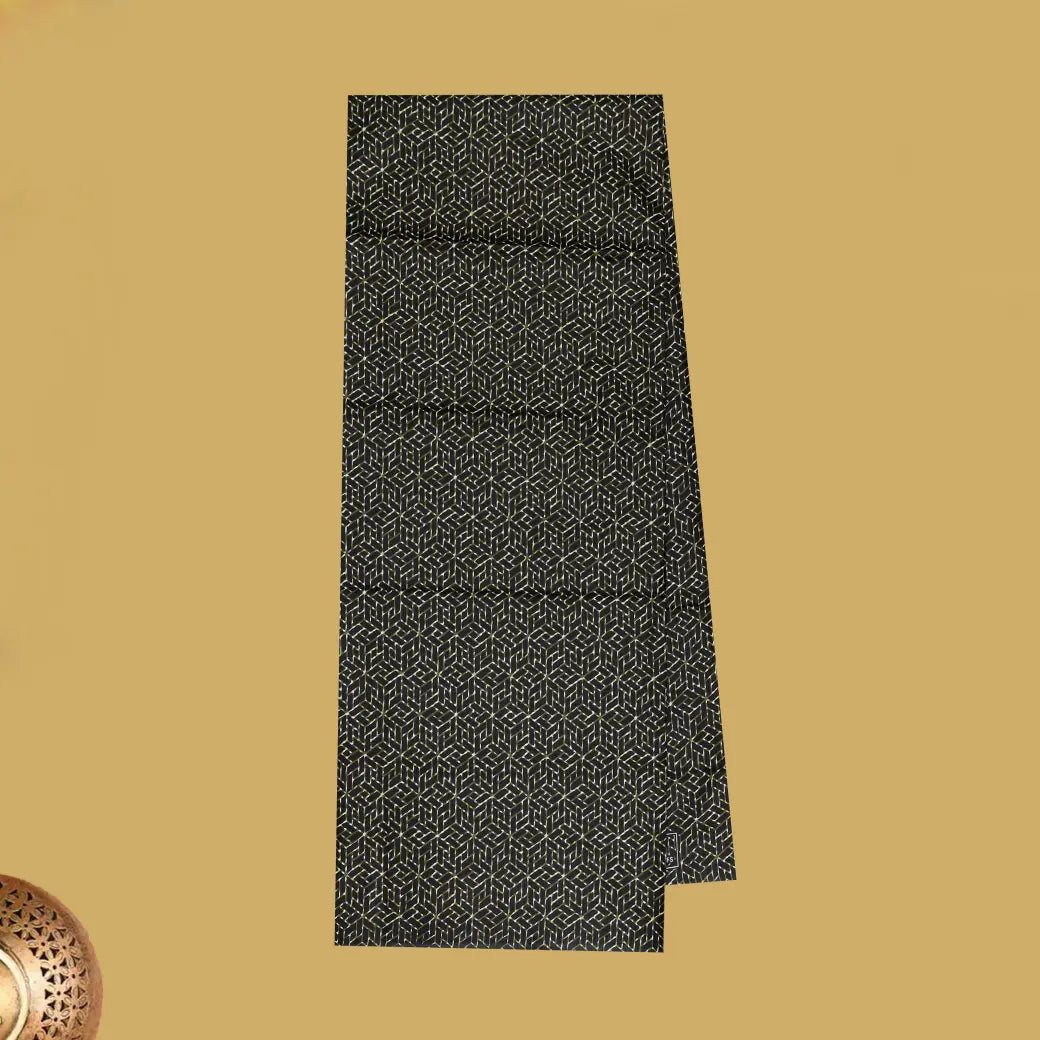 Black with Olive Green flower design Cotton Printed Lungi