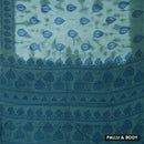 Teal Blue -  Green Sungudi Cotton Saree without Blouse