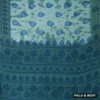 Teal Blue -  Green Sungudi Cotton Saree without Blouse